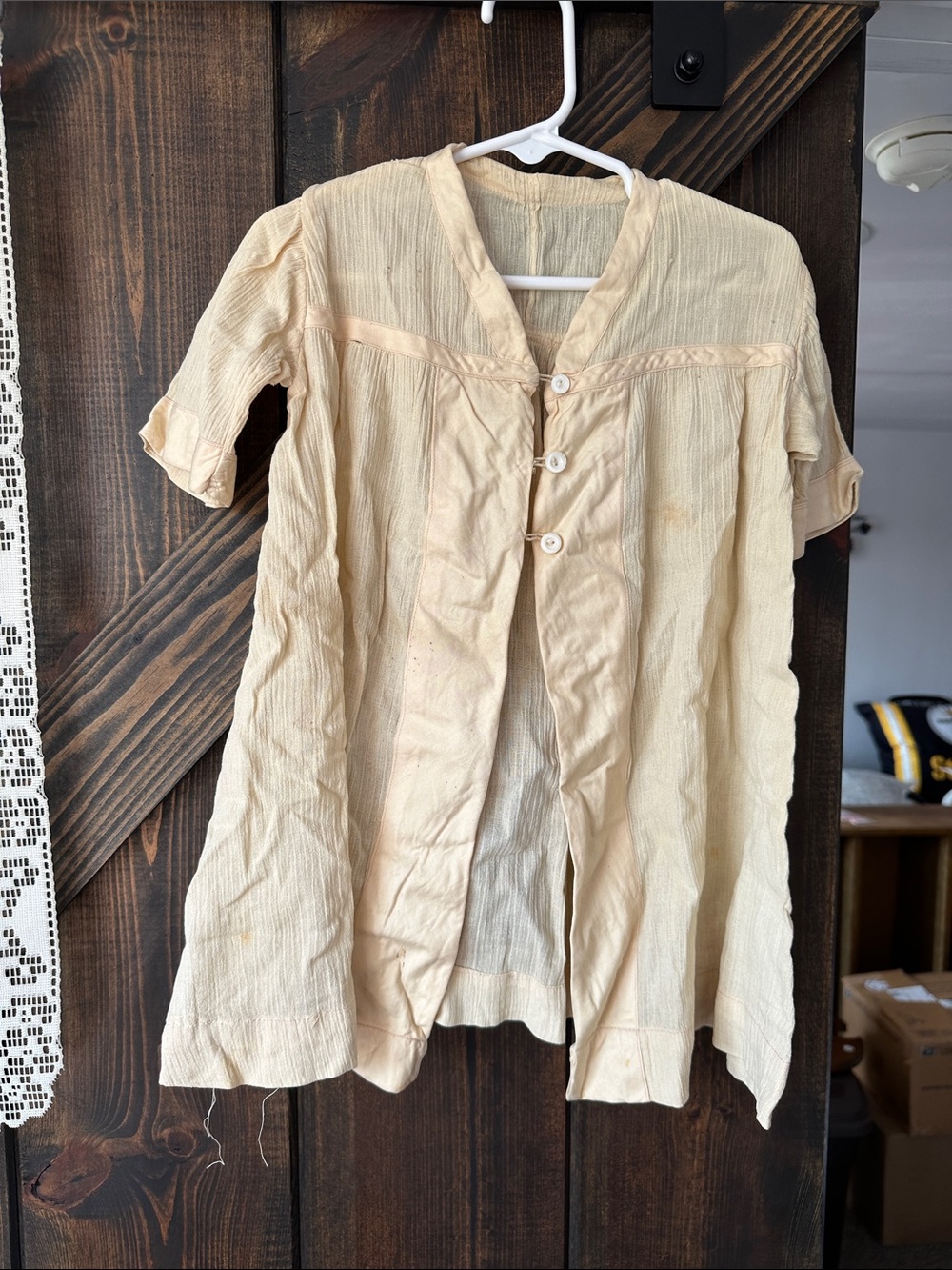 Vintage Kids Cream Short-Sleeve Button Front Top